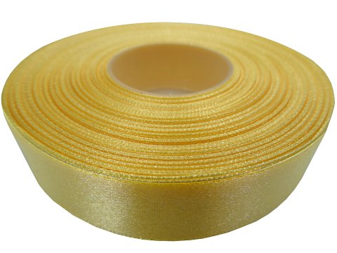 18mm wstążka atłasowa Z117 Złota rolka 25m 100% nylon satynowa ozdobna na kokardki dekorację świąteczne