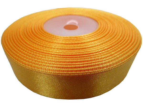 18mm wstążka atłasowa 120 Żółta Morelowa rolka 25m 100% nylon satynowa ozdobna na kokardki dekorację świąteczne