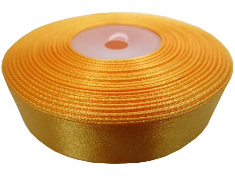 18mm wstążka atłasowa 120 Żółta Morelowa rolka 25m 100% nylon satynowa ozdobna na kokardki dekorację świąteczne