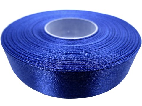 18mm wstążka atłasowa 144 Ciemna Niebieska Chabrowa rolka 25m 100% nylon satynowa ozdobna na kokardki dekorację świąteczne