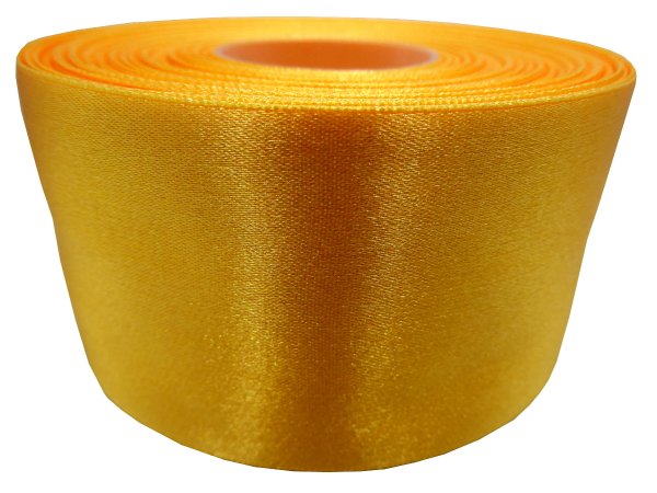 50mm Wstążka atłasowa 128 Żółta Morelowa rolka 25m największy wybór wstążek satynowych w Warszawie Gold-Pol
