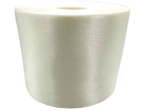 75mm Wstążka atłasowa 163 JASNE ECRU KREM rolka 25m z połyskiem gęsto tkana mięsista 100% nylon rzadkość wśród tasiemek