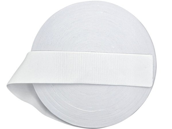 Guma 5cm 50mm Polska tkana Biała cena za hurt 25m gumka krawiecka odzieżowa szeroka hurtownia gum Gold-Pol Warszawa