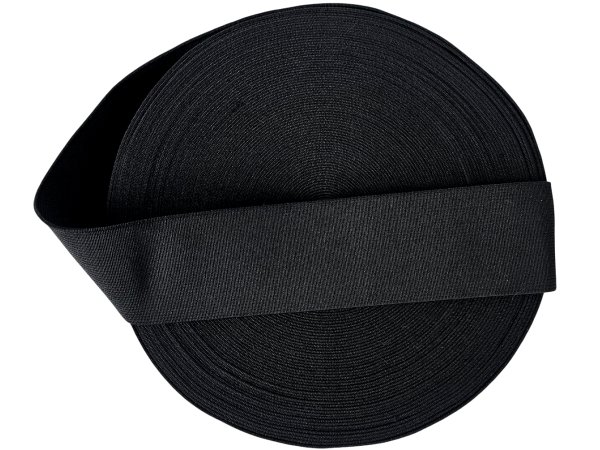 Guma 5cm 50mm Polska tkana Czarna cena za hurt 25m gumka krawiecka odzieżowa szeroka hurtownia gum Gold-Pol Warszawa