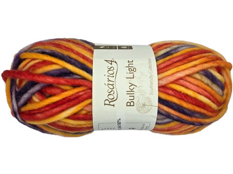 BULKY LIGHT 224 MIX ORANGE RED YELLOW PURPLE marki Rosarios4 100g 60m 100% wełna owcza czesankowa hurtownia włóczek najniższe