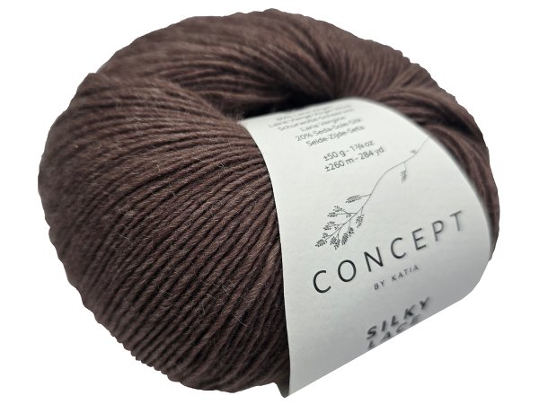 SILKY LACE 192 BRĄZ GORZKA CZEKOLADA włóczka Concept by Katia 50g 260m wełna merynos z jedwabiem sklep z włóczkami Katii