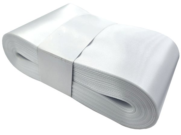 10cm 50m HURT BIAŁA wstążka satynowa szeroka na kokardy wstęgi miękka ale sztywna hurtownia wstążek Warszawa