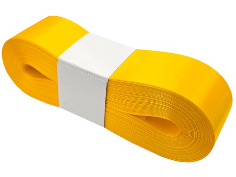 4cm 50m ŻÓŁTA YELLOW wstążka satynowa szeroka na kokardy kokardki wstęgi hurtownia wstążęk Warszawa