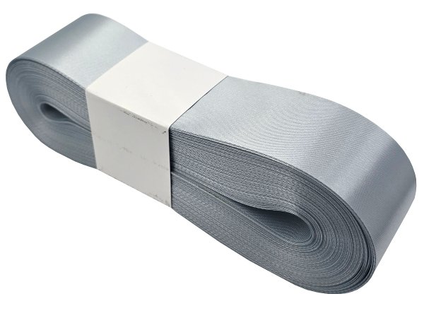 4cm 50m SZARA SREBRNA SILVER wstążka satynowa szeroka na kokardy kokardki wstęgi hurtownia wstążęk Warszawa