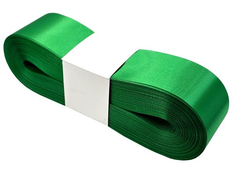 4cm 50m ZIELONA wstążka satynowa szeroka na kokardy kokardki wstęgi hurtownia wstążek Warszawa tanie wstążki
