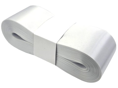 6cm 50m BIAŁA WHITE wstążka satynowa szeroka na kokardy kokardki wstęgi hurtownia wstążek Warszawa tanie wstążki