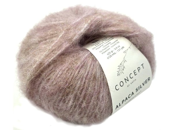 ALPACA SILVER 252 MIX RÓŻU BEŻU SREBRA alpaka KATIA 25g 120m delikatna jak piórko i skrzy się jak śnieg w czasie mrozu