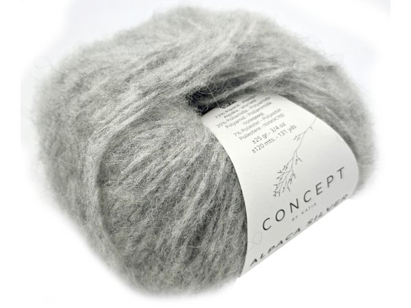 ALPACA SILVER 255 MIX SZAREGO SREBRO alpaka KATIA 25g 120m delikatna jak piórko i skrzy się jak śnieg w czasie mrozu