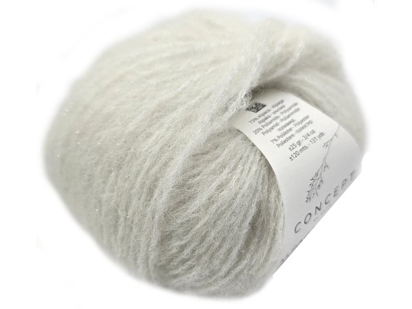 ALPACA SILVER 250 OFF WHITE i SREBRO piękna alpaka KATIA 25g 120m delikatna jak piórko i skrzy się jak śnieg w czasie mrozu