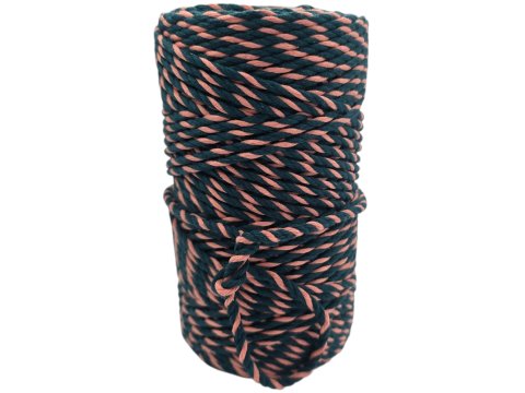OUTLET - Sznurek 3mm 100m by GOLD-POL 3PLY kolor MIX PEACH DARK SEA - OSTATNIE SZTUKI OUTLET sznurek bawełniany 3 żyły