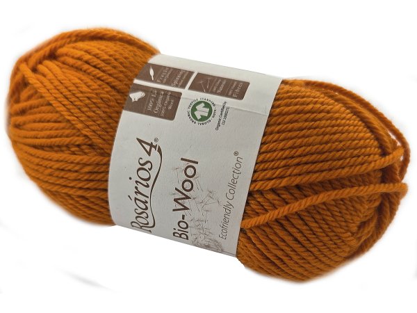 BIO-WOOL 27 ORANGE ZGASZONY MIODOWY 50g 82mRosarios4 100% wełna merino GOTS hurtownia włóczkek GOLD-POL Warszawa