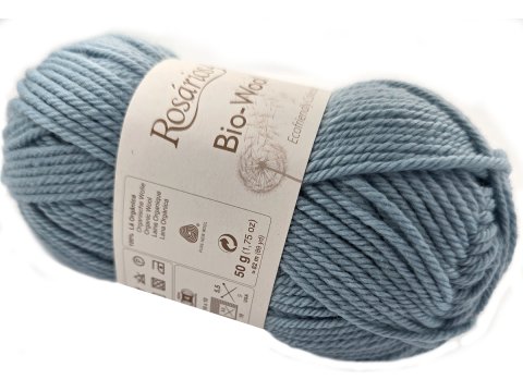 BIO-WOOL 23 BŁĘKITNY ZGASZONY 50g 82mRosarios4 100% wełna merino GOTS hurtownia włóczkek GOLD-POL Warszawa