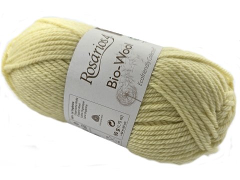 BIO-WOOL 33 ŻÓŁTY JASNY ZGASZONY 50g 82mRosarios4 100% wełna merino GOTS hurtownia włóczkek GOLD-POL Warszawa