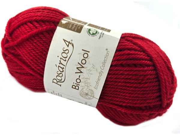 BIO-WOOL 17 CZERWONY CIEMNY 50g 82mRosarios4 100% wełna merino GOTS hurtownia włóczkek GOLD-POL Warszawa