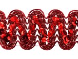 50mm Taśma z cekinami CZERWONA RED cena za 1m ozdobna z cekinami do tańca taneczna pasmanteria