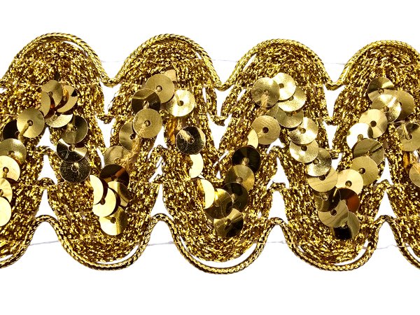 50mm Taśma z cekinami GOLD ZŁOTA cena za 1m ozdobna z cekinami do tańca taneczna pasmanteria