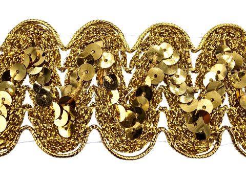 50mm Taśma z cekinami GOLD ZŁOTA cena za 1m ozdobna z cekinami do tańca taneczna pasmanteria
