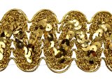 50mm Taśma z cekinami GOLD ZŁOTA cena za 1m ozdobna z cekinami do tańca taneczna pasmanteria