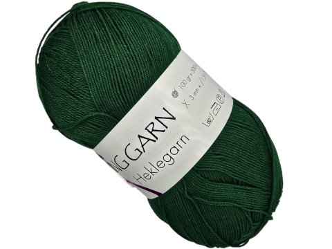 HEKLEGARN włóczka 835 Zielony Butelka Viking Garn 100g 500m bawełna cienka matowa na poduszki narzuty tylko Goldpol