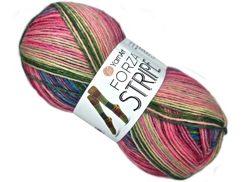 FORZA STRIPE 2808 MIX PINK AND GREEN YarnArt 100g 420m melanż ombre włóczka skarpetkowa na ciepłe skarpety sklep z włóczkami