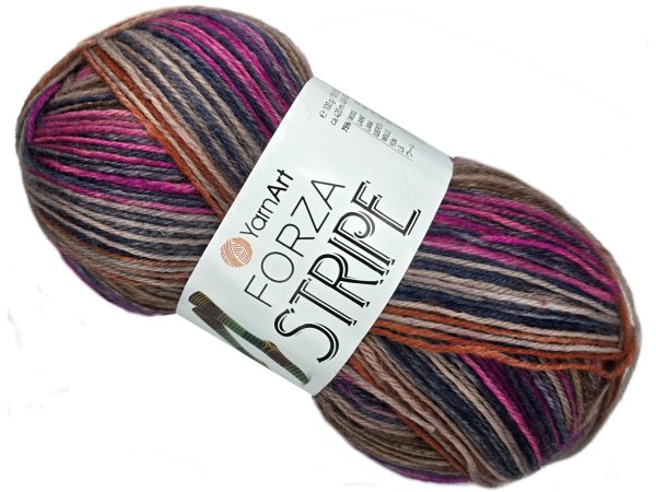FORZA STRIPE 2802 MIX BLUE AND BORDO YarnArt 100g 420m melanż ombre włóczka wełniana na ciepłe skarpety sklep GOLDPOL