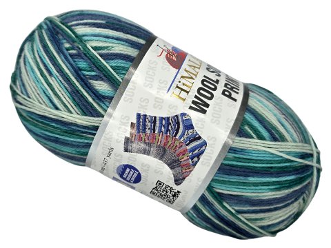 WOOL SOCKS PRINT 4906 MIX MORSKI I TURKUSY Himalaya 100g 400m melanż ombre włóczki wełniane na ciepłe skarpetki sklep GOLDPOL