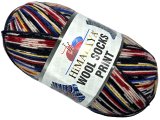WOOL SOCKS PRINT 5404 MIX RED BLUE YELLOW BLACK Himalaya 100g 400m melanż ombre włóczki wełniane na skarpetki sklep GOLDPOL