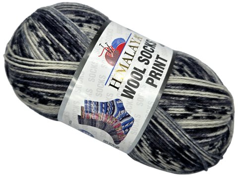 WOOL SOCKS PRINT 2707 MIX SZAROŚCI BLACK Himalaya 100g 400m melanż ombre włóczki wełniane na skarpetki sklep GOLDPOL