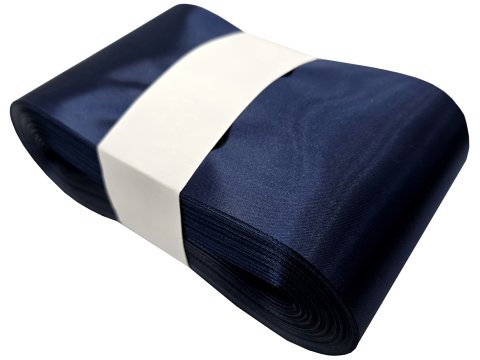 10cm 50m HURT NAVY BLUE GRANATOWA 184 wstążka satynowa atłasowa szeroka na kokardy wstęgi hurtownia wstążek Warszawa