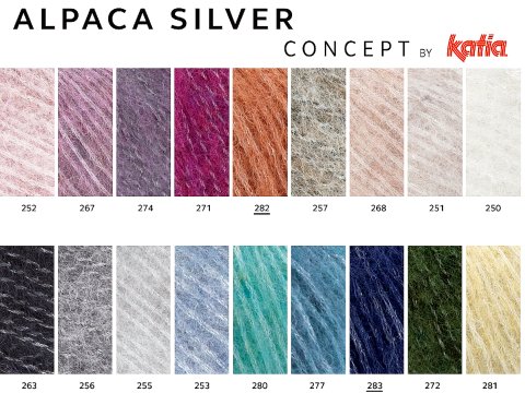 ALPACA SILVER 283 GRANATOWA NAVY SILVER SREBRO alpaka KATIA 25g 120m delikatna jak piórko i skrzy się jak śnieg w czasie mrozu