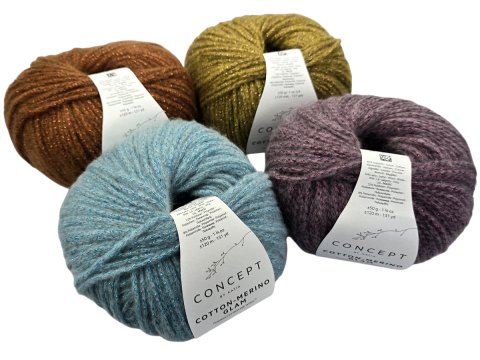 COTTON MERINO GLAM 301 TOFFI Concept by KATIA 50g 120m wełna i bawełna włóczka na kardigan szal sweter OUTLET KONIEC KOLEKCJI