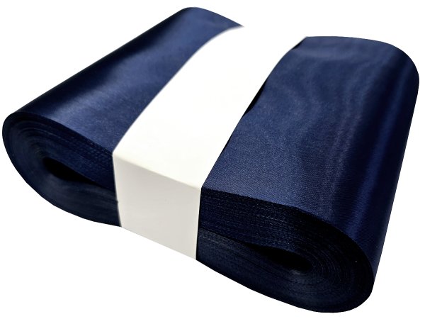 15cm 50m HURT GRANATOWA NAVY BLUE 184 wstążka satynowa szeroka na kokardy wstęgi hurtownia wstążek Warszawa