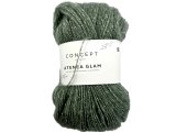 ATENEA GLAM 102 ZIELONA SZAŁWIA / SILVER KATIA 25g 160m mix kaszmiru wełny bawełny delikatna jak piórko z delikatnym błyskiem