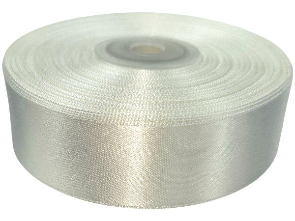 25mm wstążka atłasowa 163 ECRU KREMOWA rolka 25m 100% nylon satynowa ozdobna na kokardki dekorację świąteczne hurt wstążęk