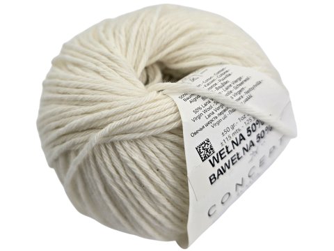 COTTON IN LOVE 50 BIAŁY OFF WHITE włóczka KATIA 50g 115m wełna 50% merino i 50% bawełna egipska  Outlet Włóczki