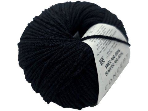 COTTON IN LOVE 62 CZARNY włóczka KATIA 50g 115m wełna 50% merino i 50% bawełna egipska  Outlet Włóczki