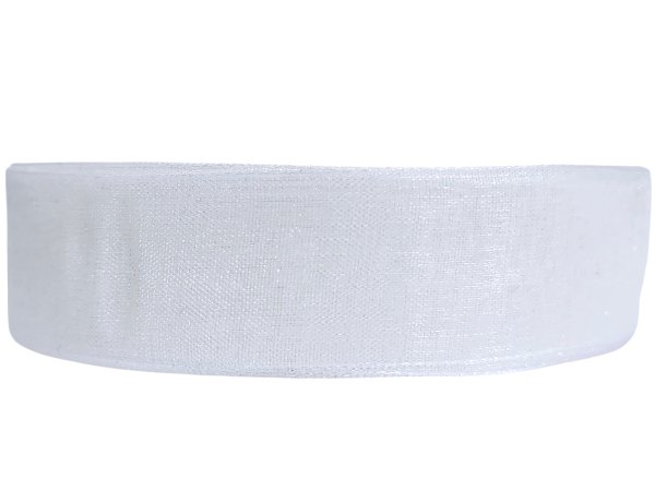 18mm wstążka organza 27,4m BIAŁA szyfonowa najtaniej od producenta OUTLET ostatnie rolki