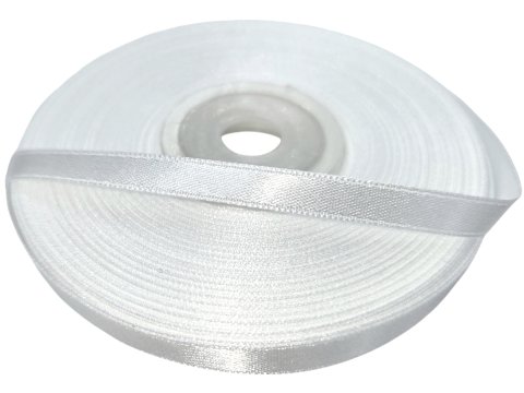6mm wstążka atłasowa 101 BIAŁA WHITE cena za 1 rolkę 25m nylonowa wstążki satynowe dekoracyjne