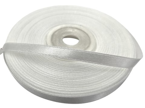 6mm wstążka atłasowa 101 BIAŁA WHITE cena za 1 rolkę 25m nylonowa wstążki satynowe dekoracyjne