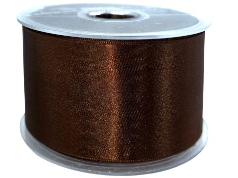 Wstążka Dwustronna Atłasowa 50mm | Brązowa Czekolada 215| Rolka 25m