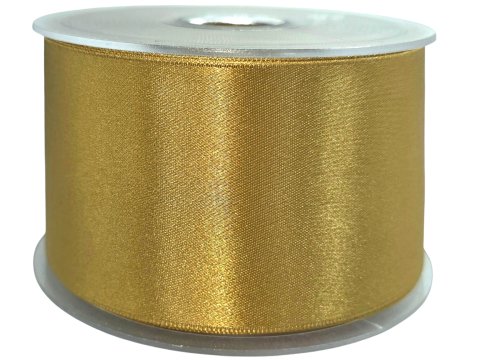 Wstążka Dwustronna Atłasowa 50mm | Złota Jasna 304 | Rolka 25m