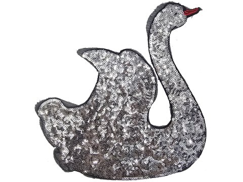 Aplikacja ŁABĘDŹ SILVER SREBRNY cekinowa TERMO NA ŻELAZKO cena za 1szt Outlet Koniec Kolekcji ostatnie sztuki