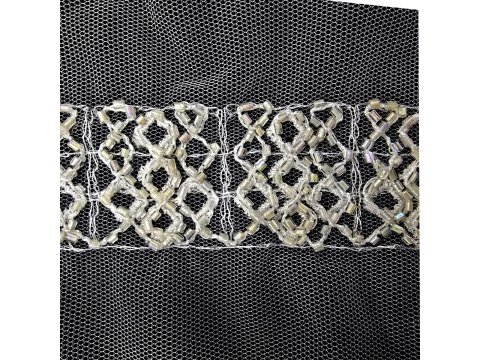 Aplikacja CHOKER WSTAWKA DEKOLT BIAŁA gipiurowa z koralami szklanymi cena za 1szt Outlet Koniec Kolekcji ostatnie sztuki