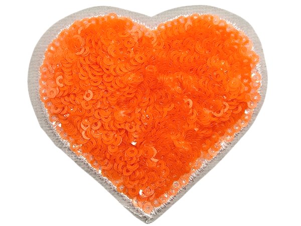 Aplikacja SERCE orange fluo cekinowa TERMO NA ŻELAZKO cena za 1szt Outlet Koniec Kolekcji ostatnie sztuki
