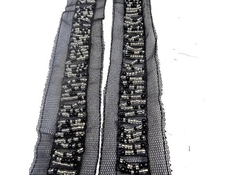 Aplikacja WSTAWKA CZARNA z koralami 85cm cena za 1szt Outlet Koniec Kolekcji ostatnie sztuki